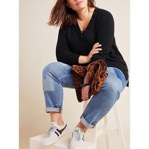 Anthropologie Black V-Neck Sweater Size XL NWT